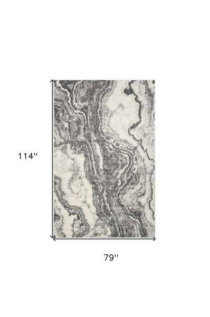 5' X 8' Gray And Ivory Abstract Area Rug