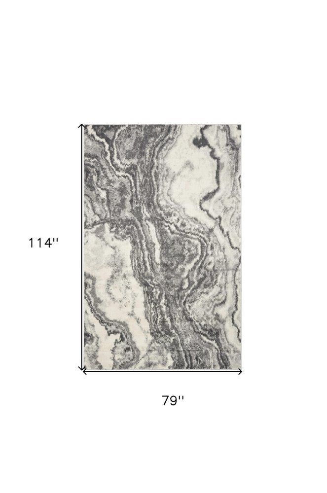 5' X 8' Gray And Ivory Abstract Area Rug