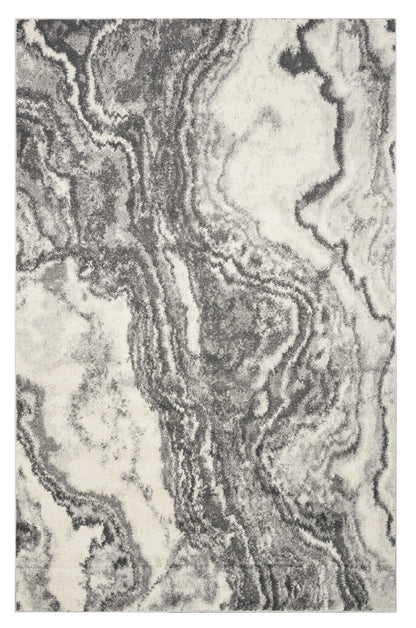 5' X 8' Gray And Ivory Abstract Area Rug