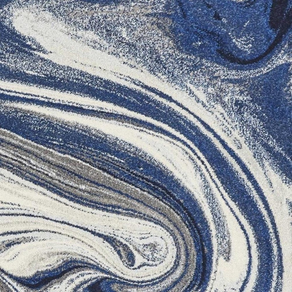 3' X 5' Blue And Beige Abstract Area Rug