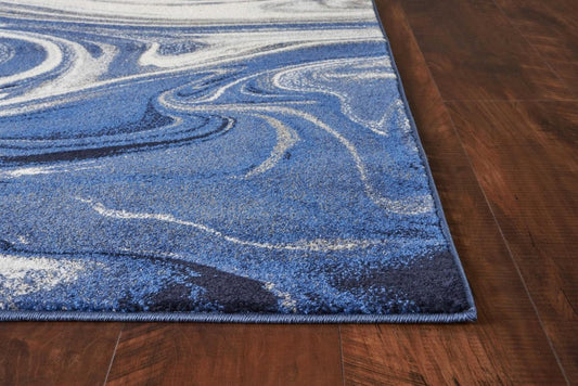 3' X 5' Blue And Beige Abstract Area Rug