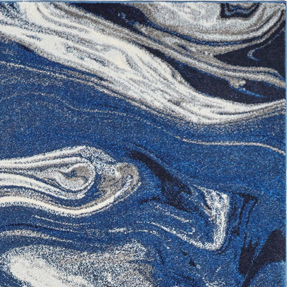 3' X 5' Blue And Beige Abstract Area Rug