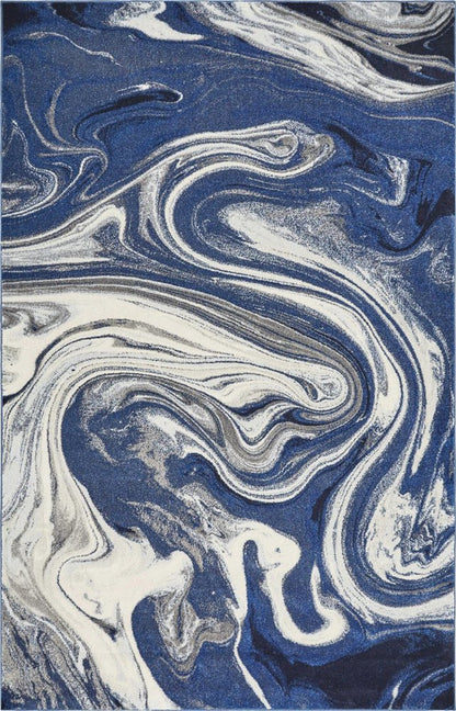 3' X 5' Blue And Beige Abstract Area Rug