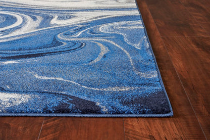 7' X 10' Blue And Beige Abstract Area Rug