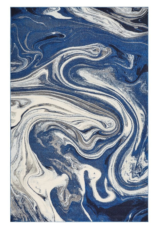 7' X 10' Blue And Beige Abstract Area Rug