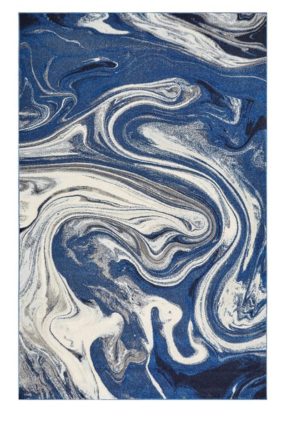 7' X 10' Blue And Beige Abstract Area Rug