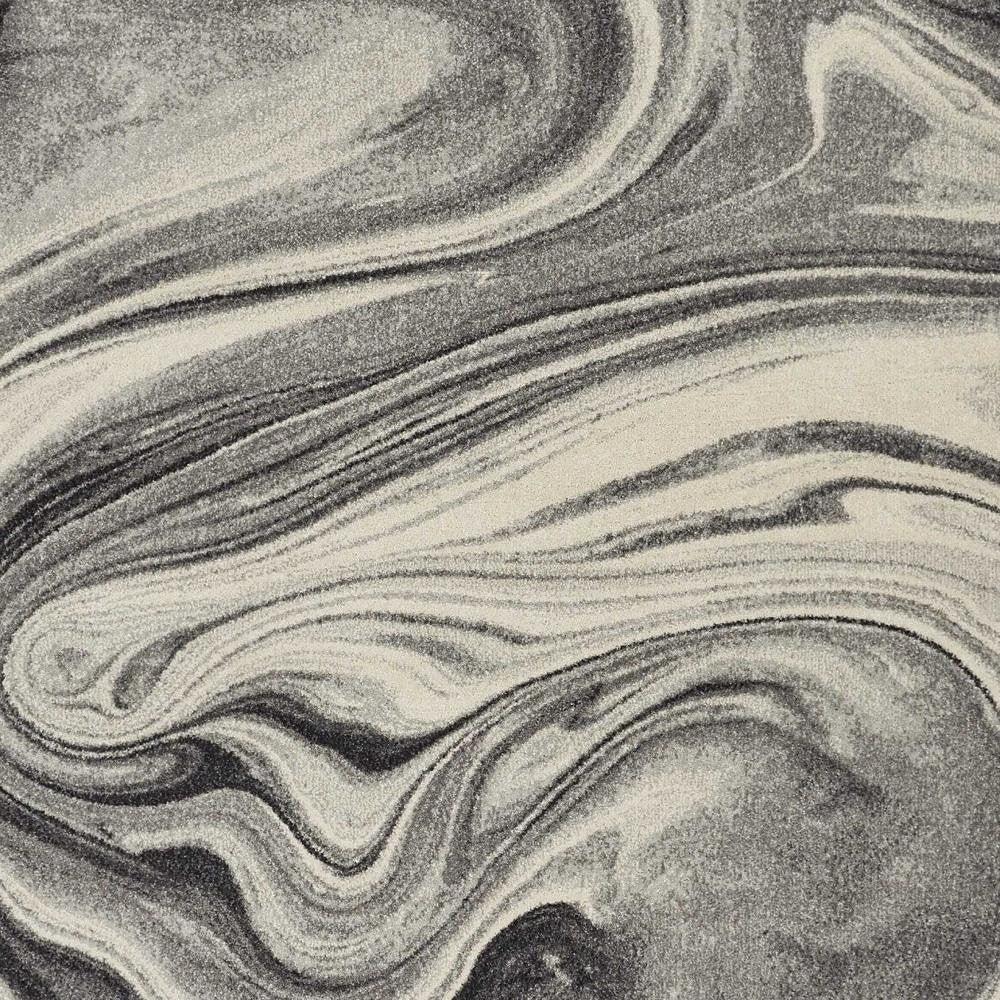 3' X 5' Ivory Black And Gray Abstract Area Rug