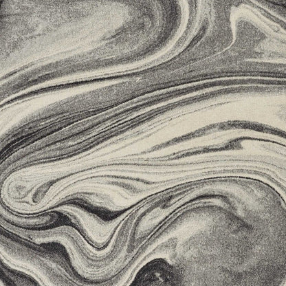 5' X 8' Ivory Black And Gray Abstract Area Rug