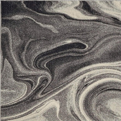 3' X 5' Ivory Black And Gray Abstract Area Rug