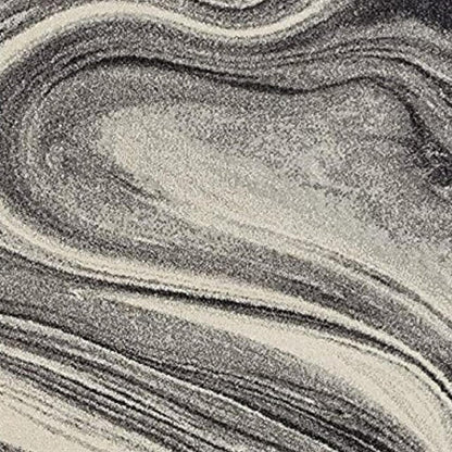 3' X 5' Ivory Black And Gray Abstract Area Rug