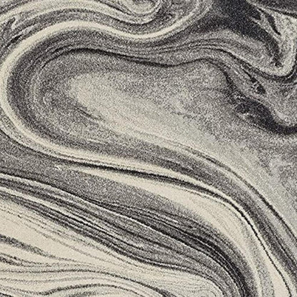 5' X 8' Ivory Black And Gray Abstract Area Rug