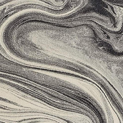 5' X 8' Ivory Black And Gray Abstract Area Rug