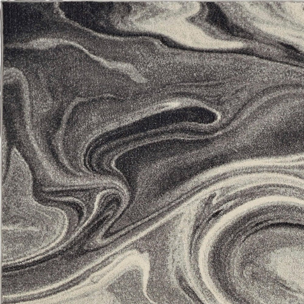 3' X 5' Ivory Black And Gray Abstract Area Rug