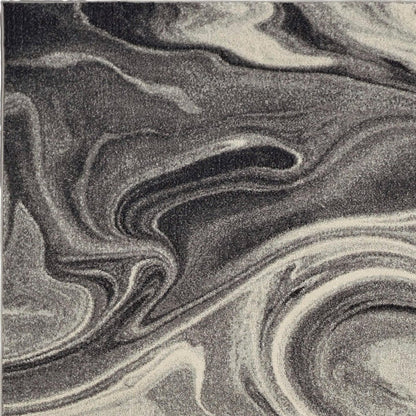 3' X 5' Ivory Black And Gray Abstract Area Rug