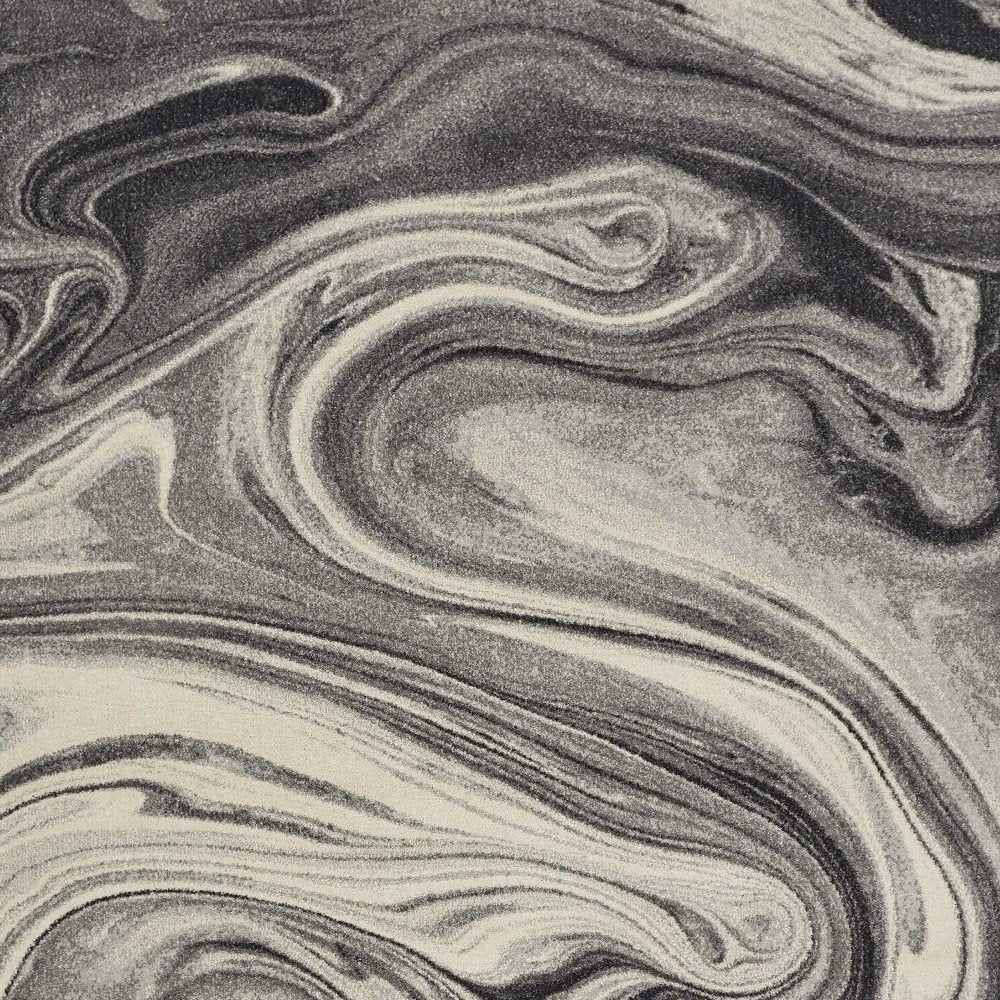 5' X 8' Ivory Black And Gray Abstract Area Rug