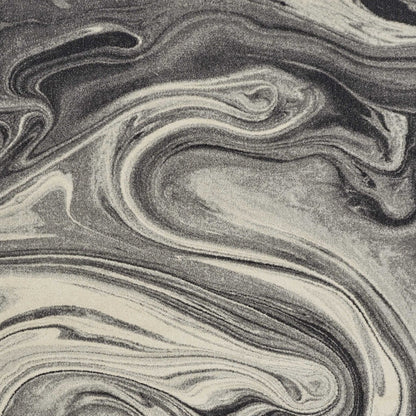 5' X 8' Ivory Black And Gray Abstract Area Rug