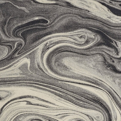 5' X 8' Ivory Black And Gray Abstract Area Rug