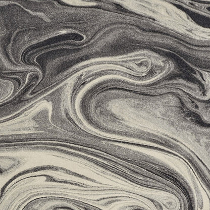 5' X 8' Ivory Black And Gray Abstract Area Rug