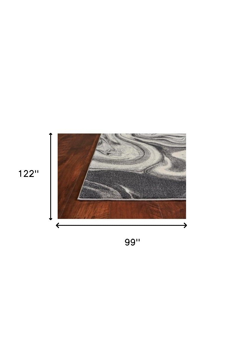 7' X 9' Grey Or Black Abstract Marble Design Indoor Area Rug
