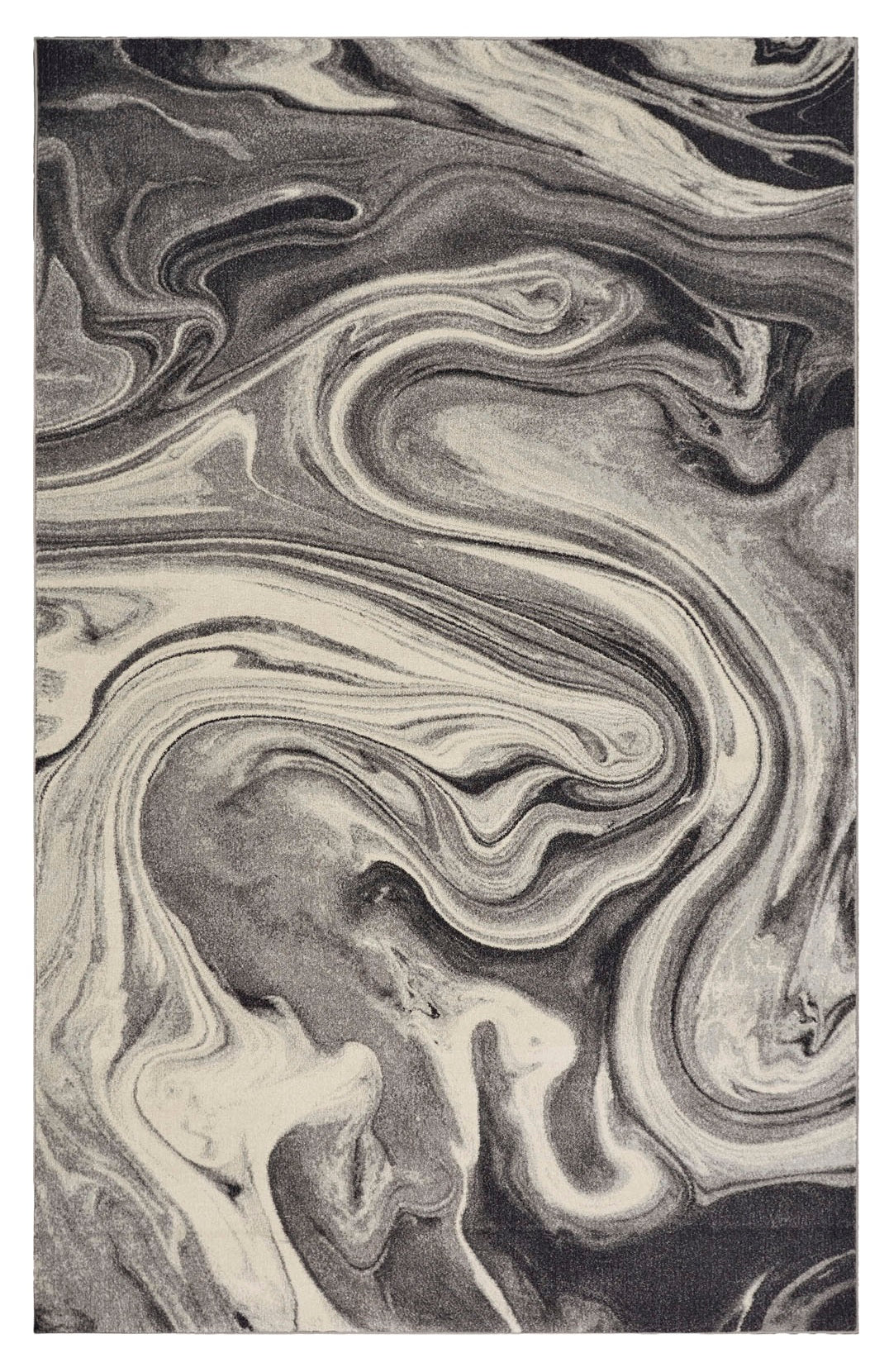 5' X 8' Ivory Black And Gray Abstract Area Rug