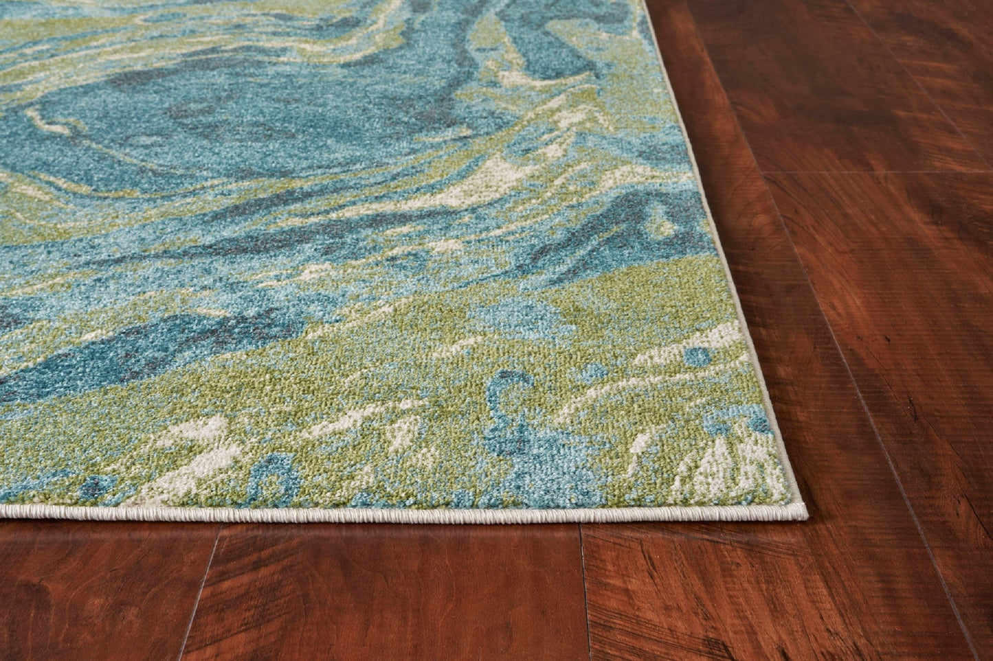 7' X 10' Teal Blue Machine Woven Marble Indoor Area Rug