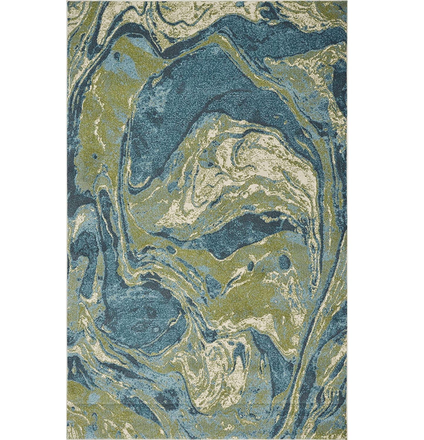 5' X 7' Teal Abstract Splash Indoor Area Rug