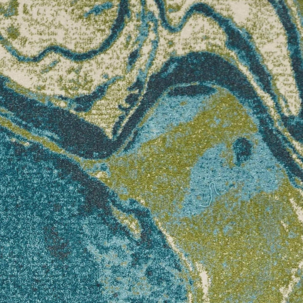 5' X 7' Teal Abstract Splash Indoor Area Rug