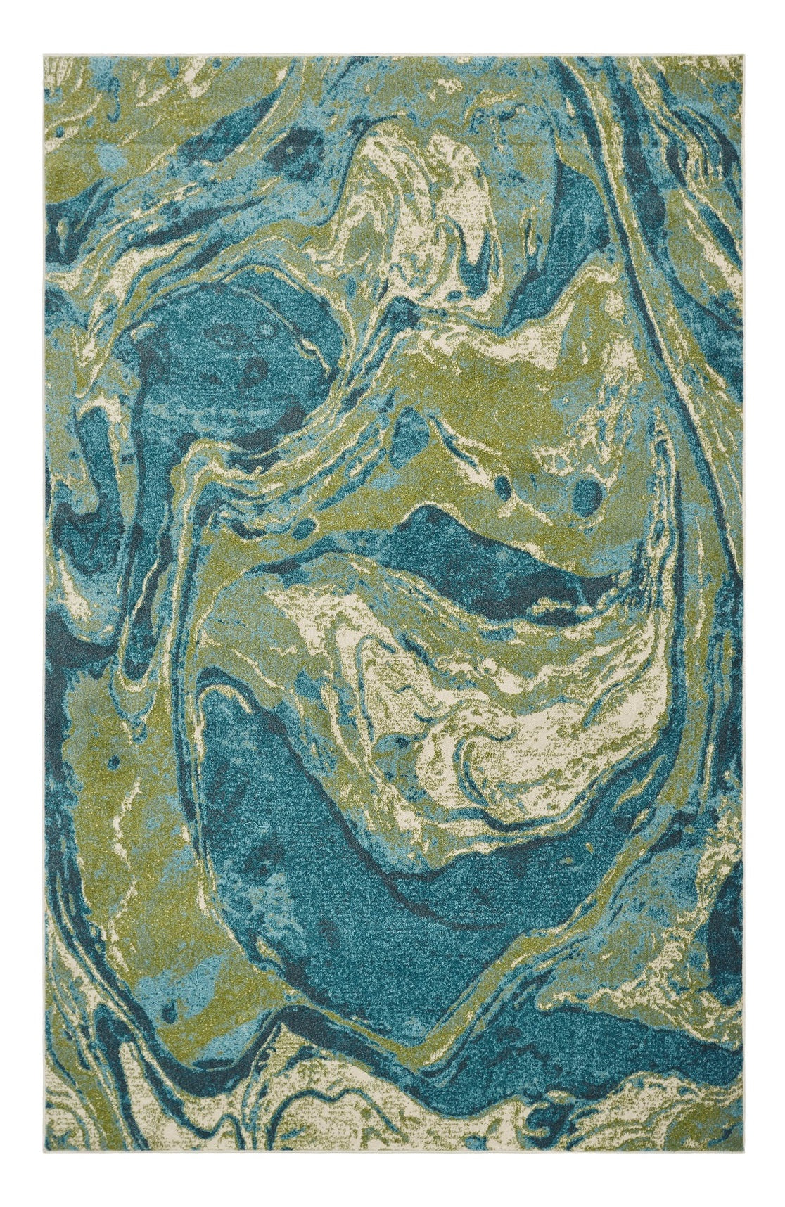 7' X 10' Teal Blue Machine Woven Marble Indoor Area Rug