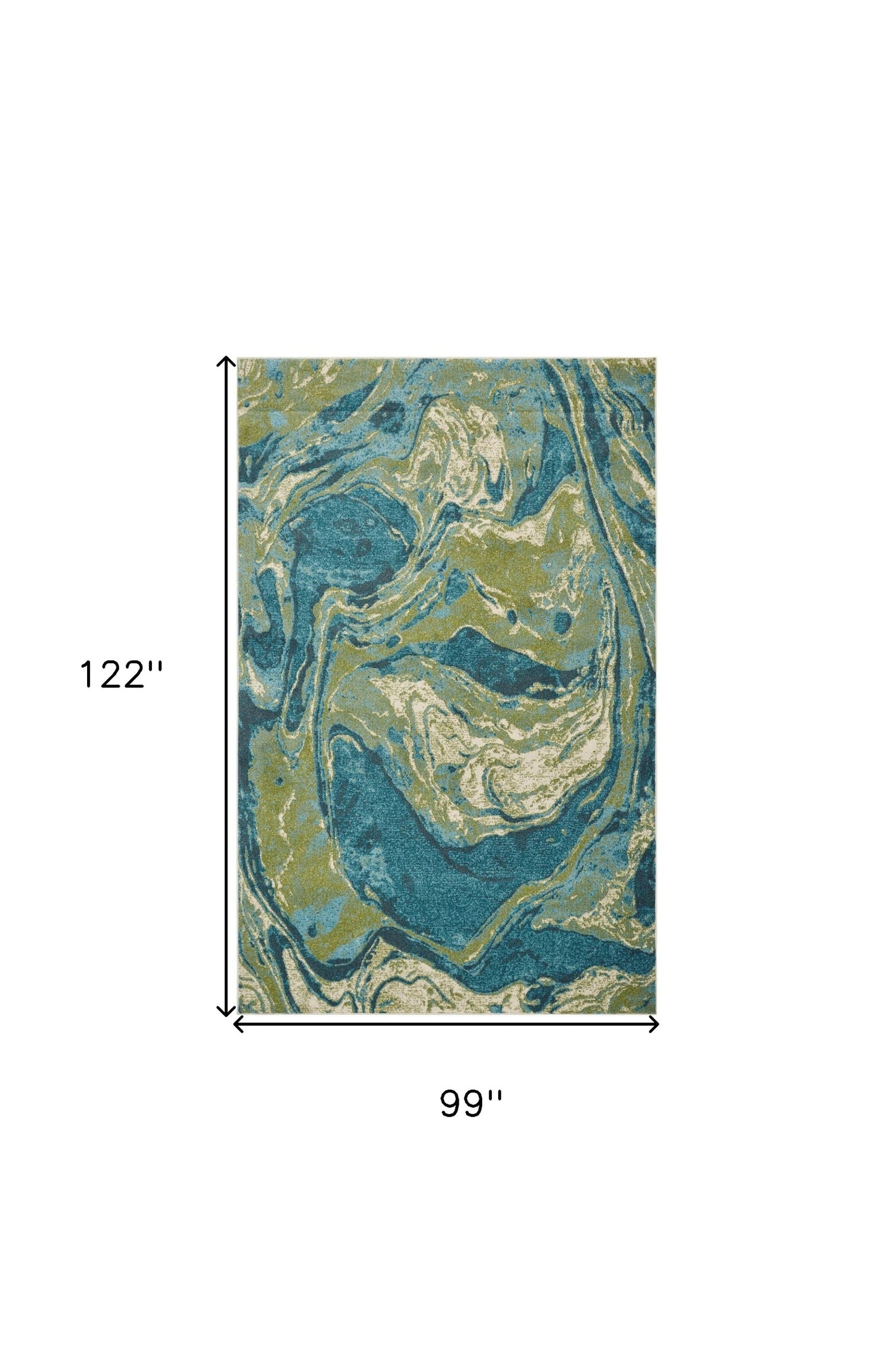 7' X 10' Teal Blue Machine Woven Marble Indoor Area Rug