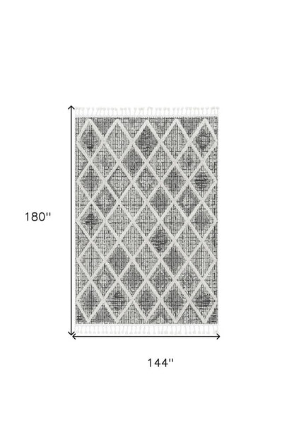 8' X 11' Cream And Charcoal Geometric Area Rug