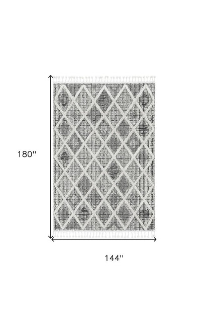 12' X 15' Cream And Charcoal Geometric Area Rug