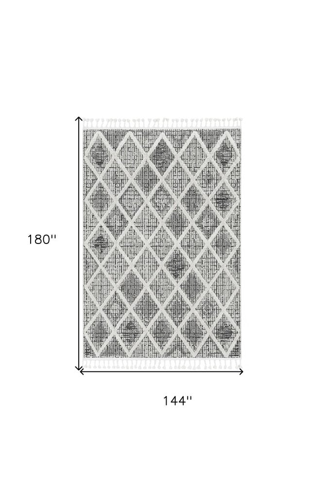 3' X 5' Cream And Charcoal Geometric Area Rug