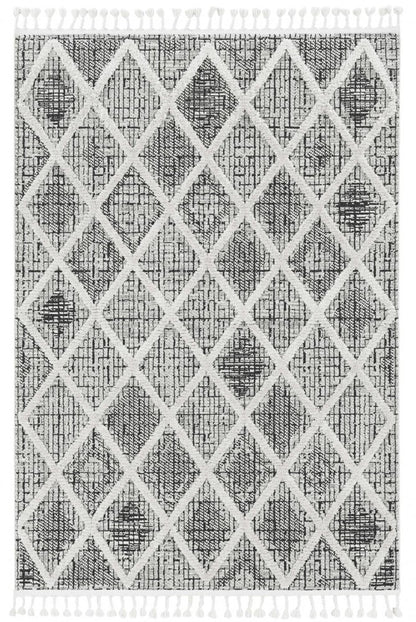 12' X 15' Cream And Charcoal Geometric Area Rug