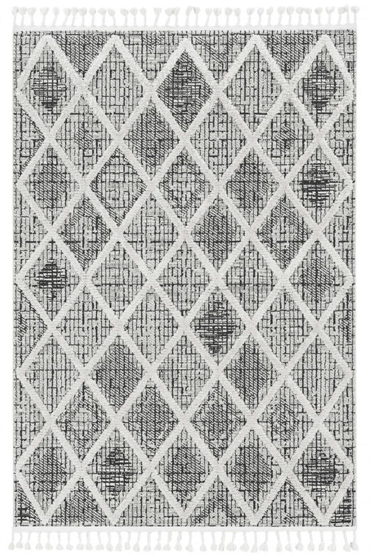 12' X 15' Cream And Charcoal Geometric Area Rug