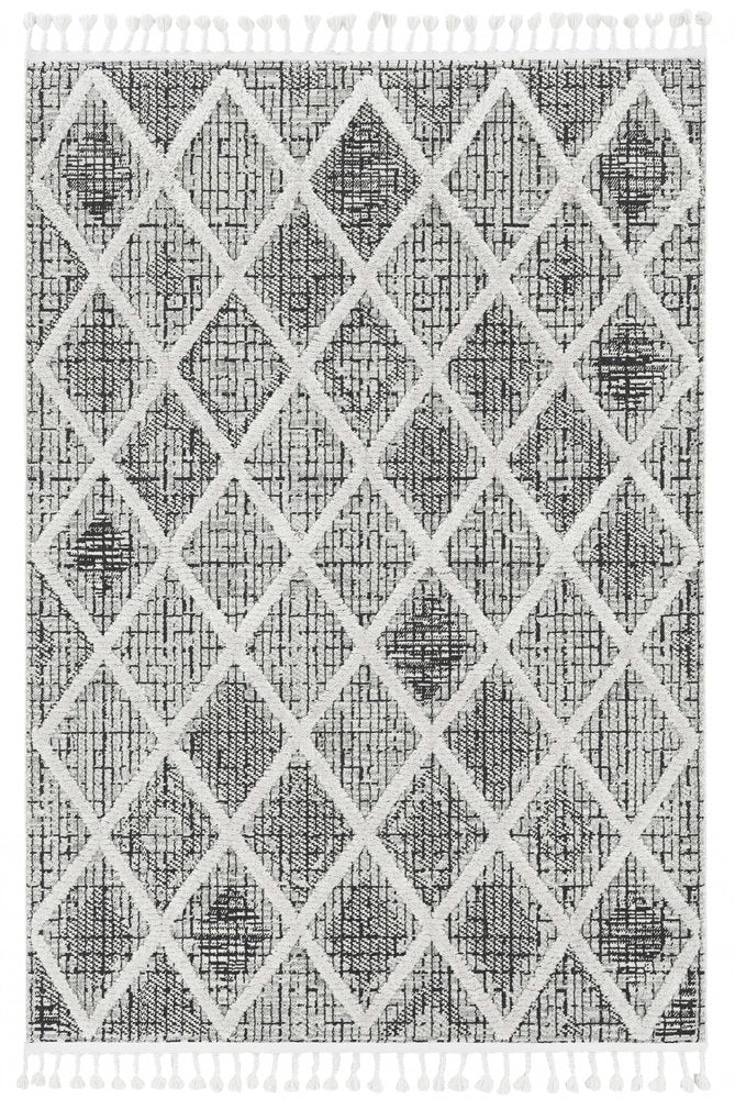 8' X 11' Cream And Charcoal Geometric Area Rug