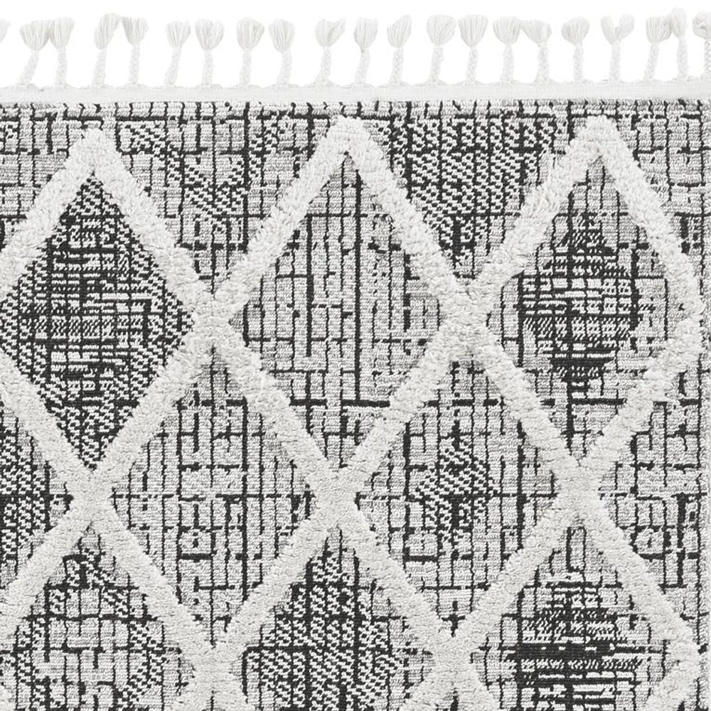 3' X 5' Cream And Charcoal Geometric Area Rug