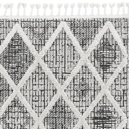 3' X 5' Cream And Charcoal Geometric Area Rug