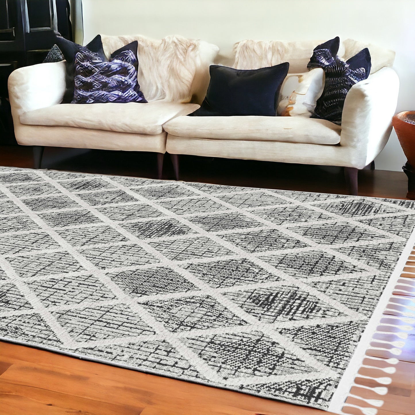 5' X 8' Charcoal Geometric Area Rug