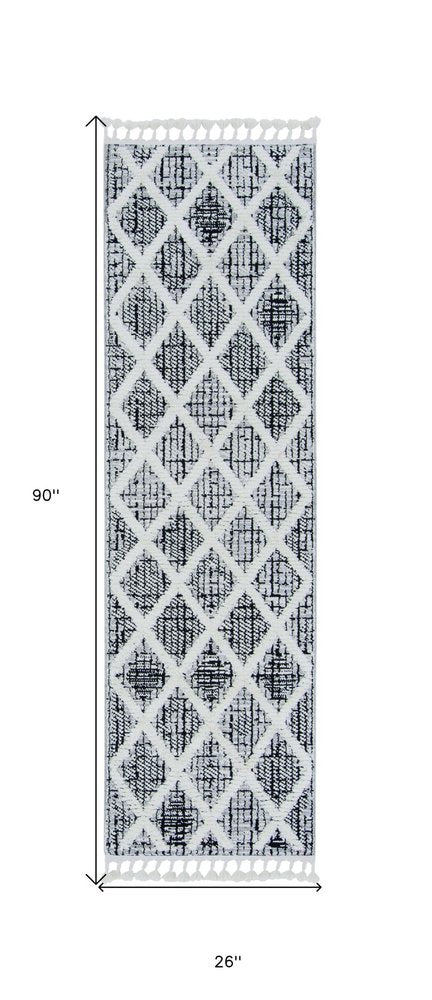 12' X 15' Cream And Charcoal Geometric Area Rug