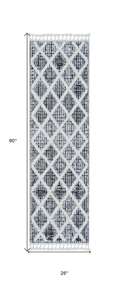 12' X 15' Cream And Charcoal Geometric Area Rug