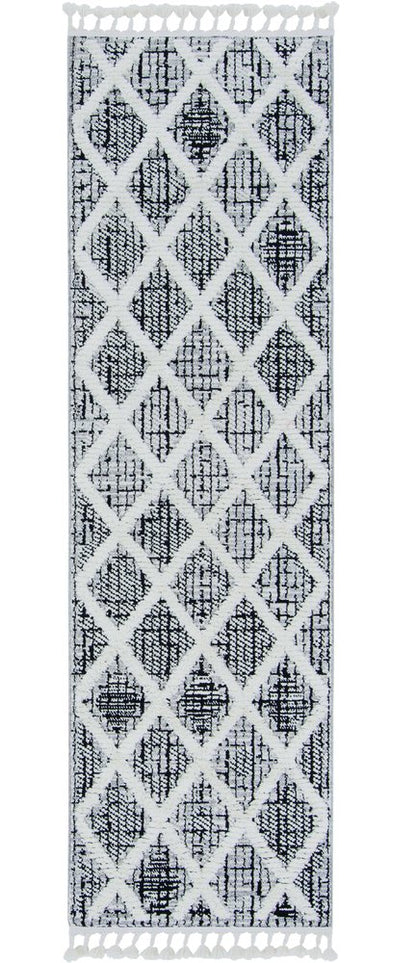 8' X 11' Cream And Charcoal Geometric Area Rug