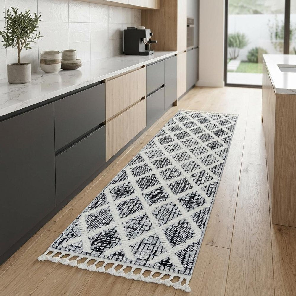 12' X 15' Cream And Charcoal Geometric Area Rug