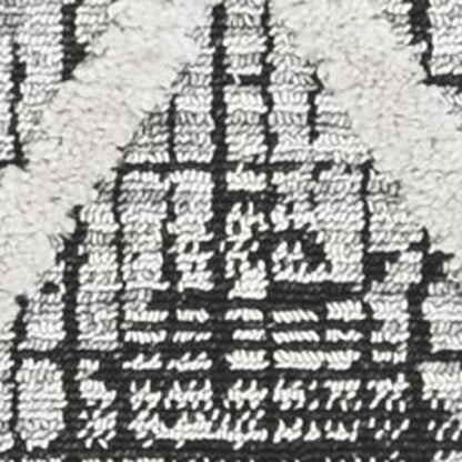 8' X 11' Cream And Charcoal Geometric Area Rug