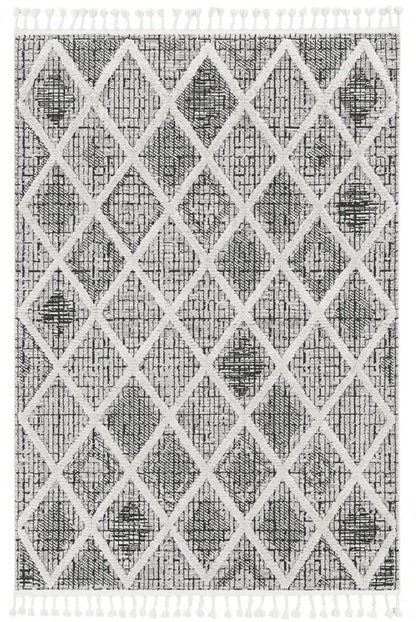 12' X 15' Cream And Charcoal Geometric Area Rug