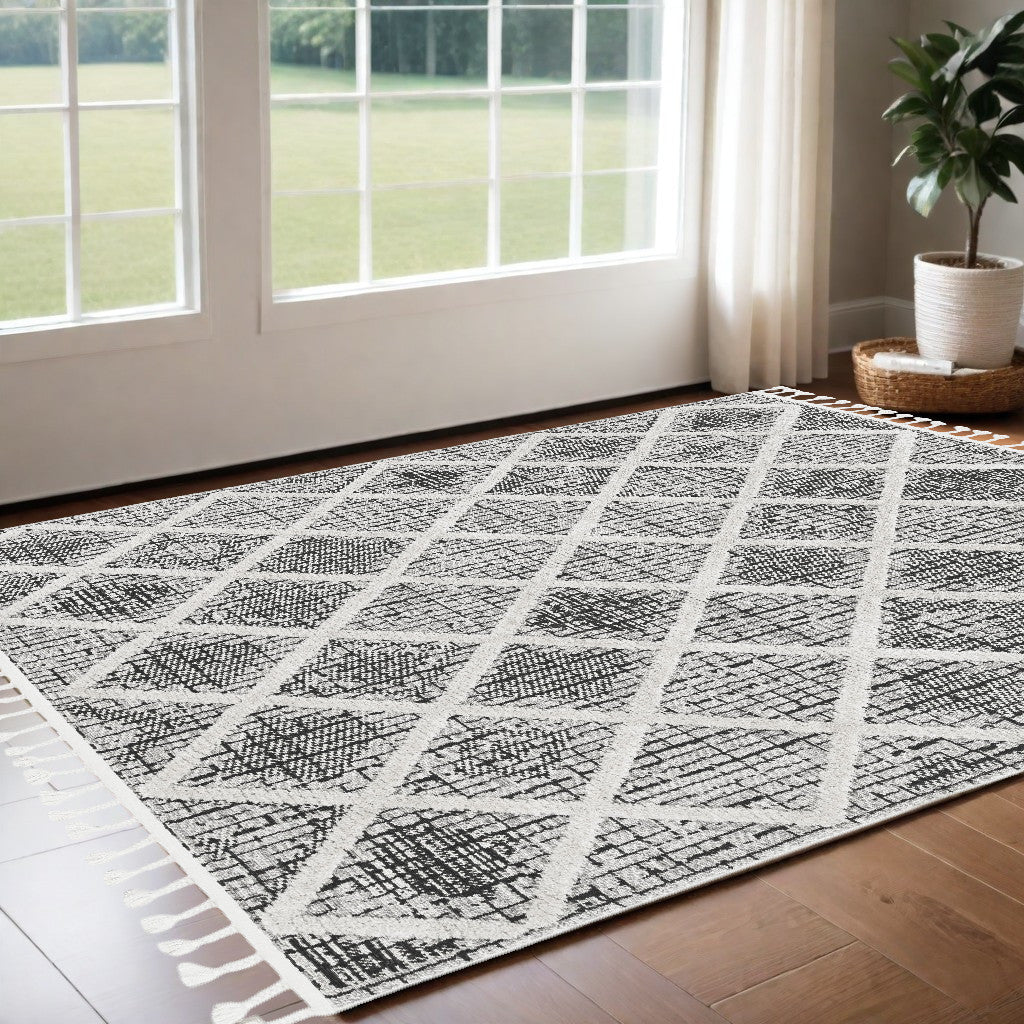 5' X 8' Charcoal Geometric Area Rug