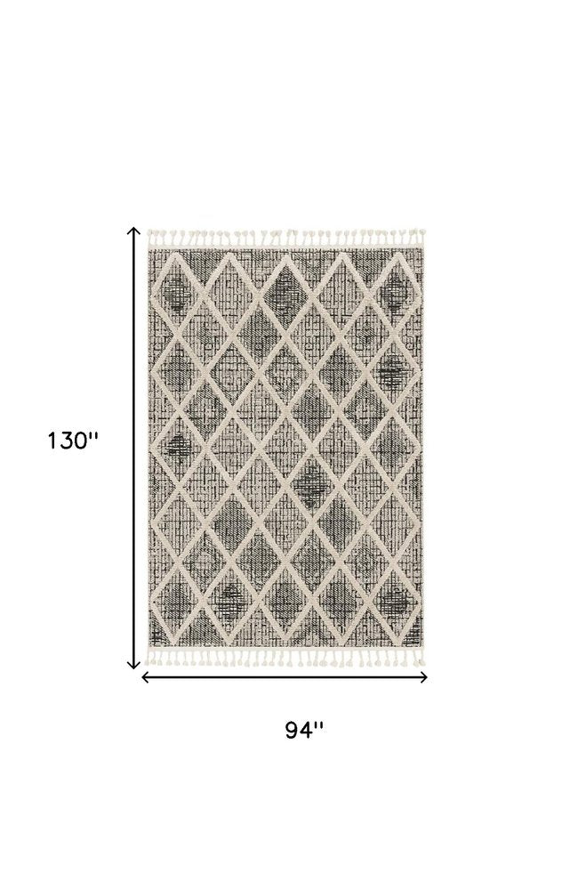 8' X 11' Cream And Charcoal Geometric Area Rug