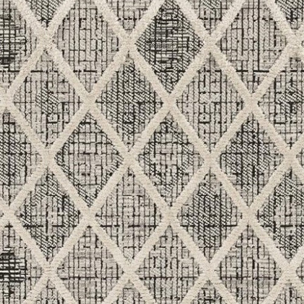 8' X 11' Cream And Charcoal Geometric Area Rug