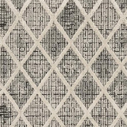 8' X 11' Cream And Charcoal Geometric Area Rug