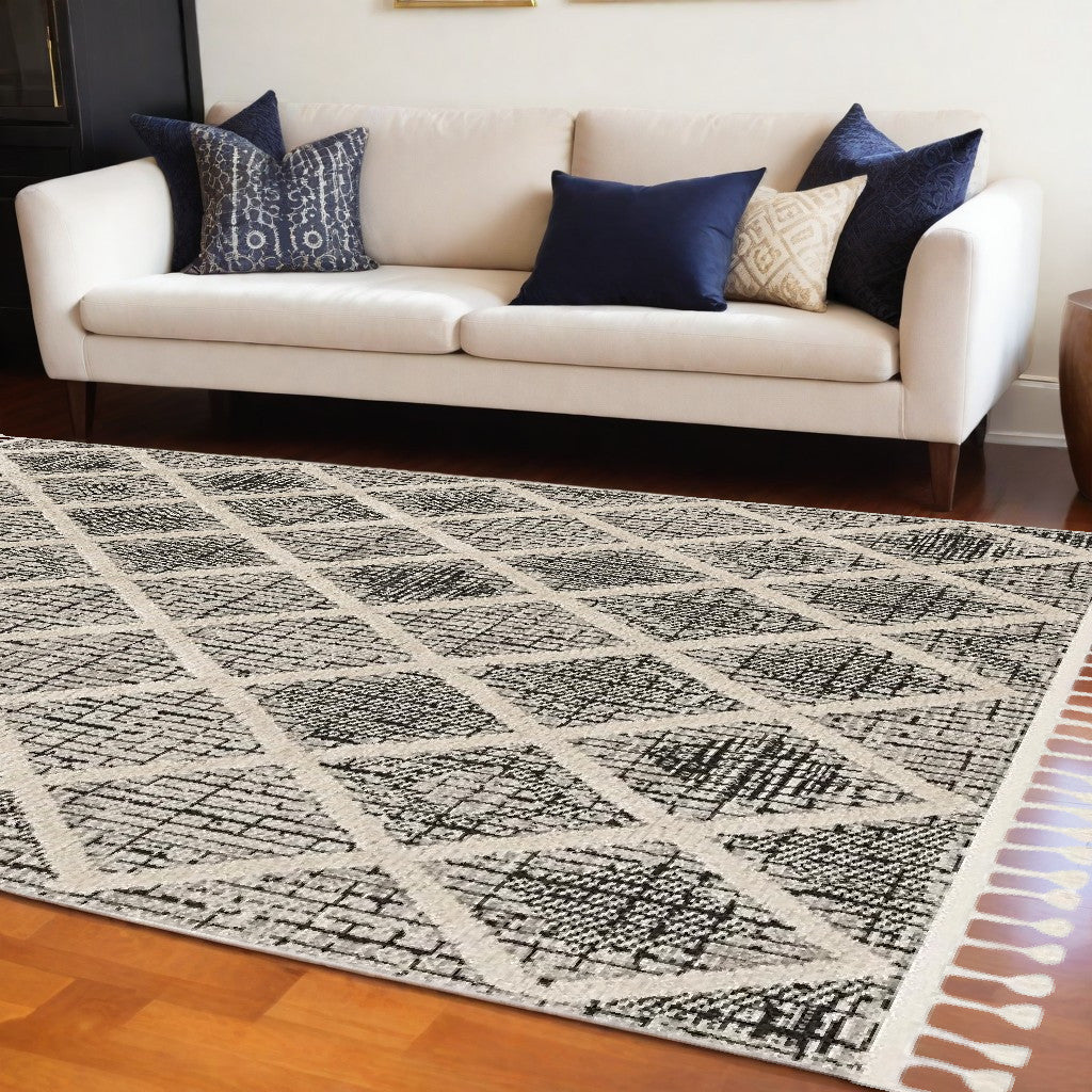 5' X 8' Charcoal Geometric Area Rug