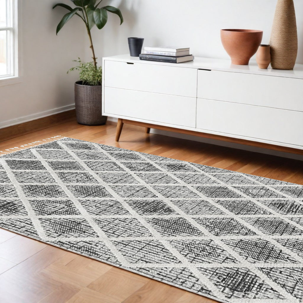 5' X 8' Charcoal Geometric Area Rug